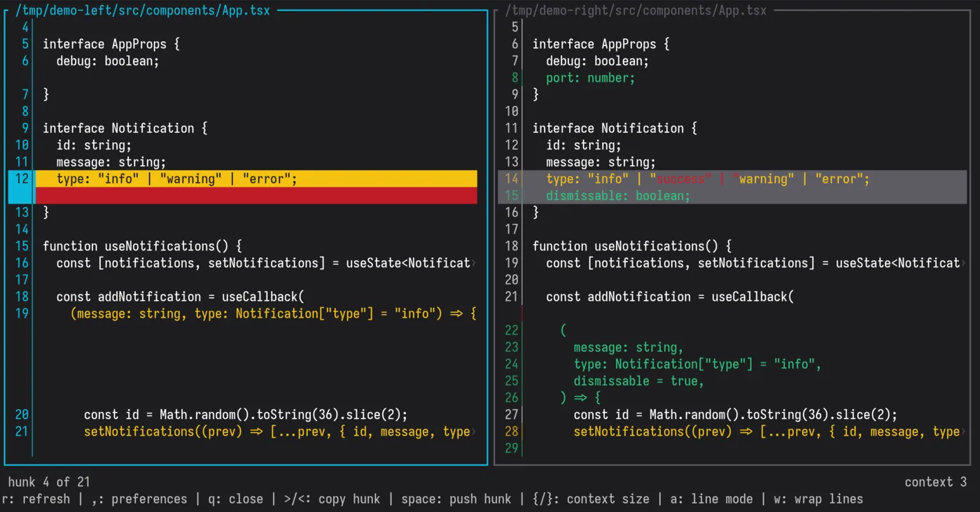 dircmp: a diff of one file