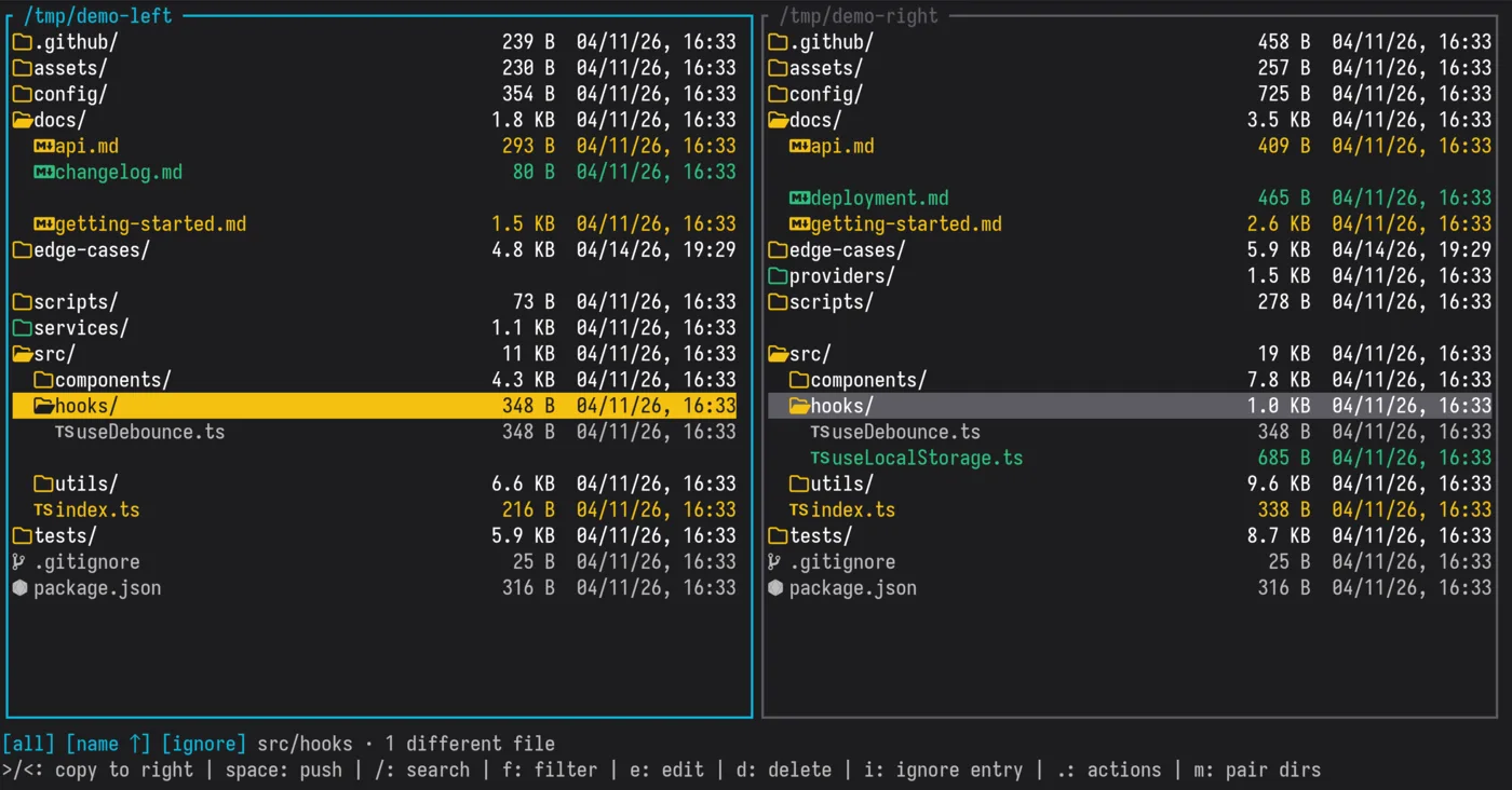 dircmp: a diff of two directories
